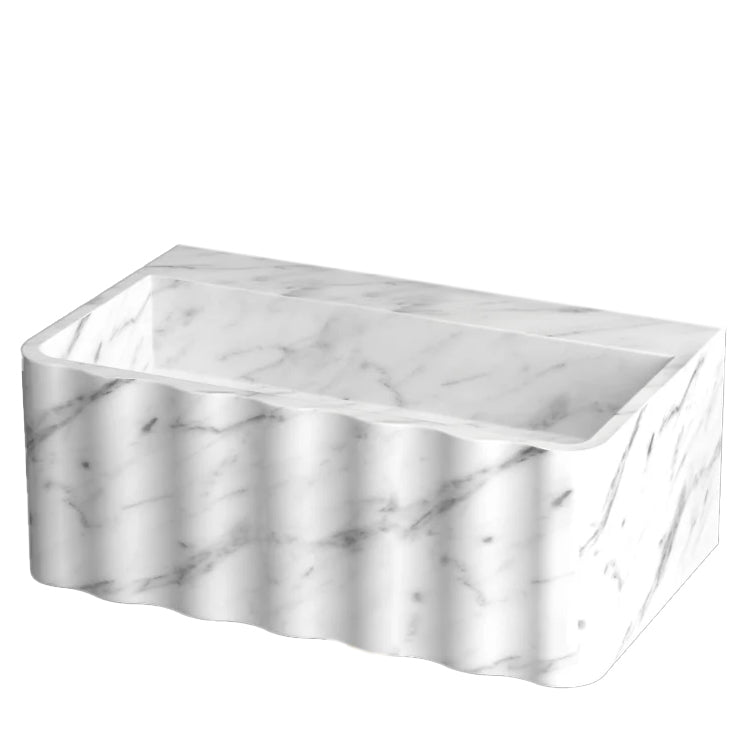 Elegant Carrara marble wall-mount design enhancing modern interiors with timeless natural beauty and durability.