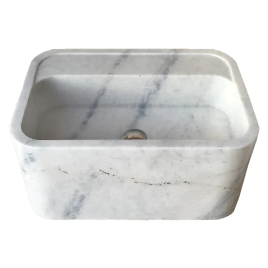 Elegant Carrara marble wall-mount sink showcasing timeless design and superior craftsmanship for modern bathroom interiors