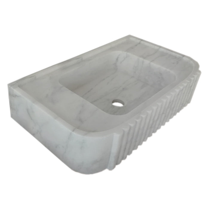 Elegant Carrara Marble vanity sink showcasing timeless luxury and sophisticated bathroom design.