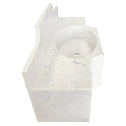 Elegant Carrara White wall-mount sink designed for modern bathrooms, combining style and space-saving functionality.
