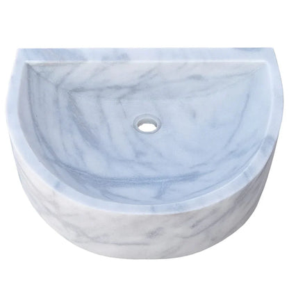 Elegant Carrara White wall-mount sink showcasing modern bathroom design and space-saving functionality