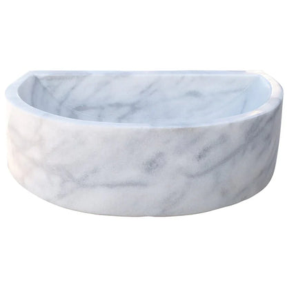Elegant Carrara White wall-mount sink showcasing modern bathroom design and space-saving functionality