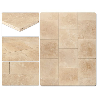 Denizli Beige travertine tile showcasing natural texture and elegant design for sophisticated interior spaces.
