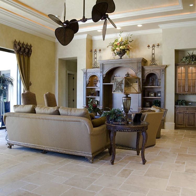 High-quality Denizli travertine stone showcasing natural textures and superior craftsmanship