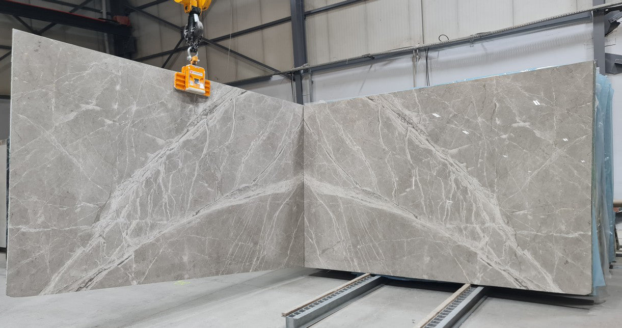 Elegant Fior Di Pesco Gray Marble slab showcasing its unique veining and polished surface for luxury interior design