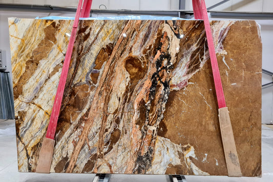 Premium Fusion Gold marble slabs showcasing exquisite design and durability for elegant interior solutions.