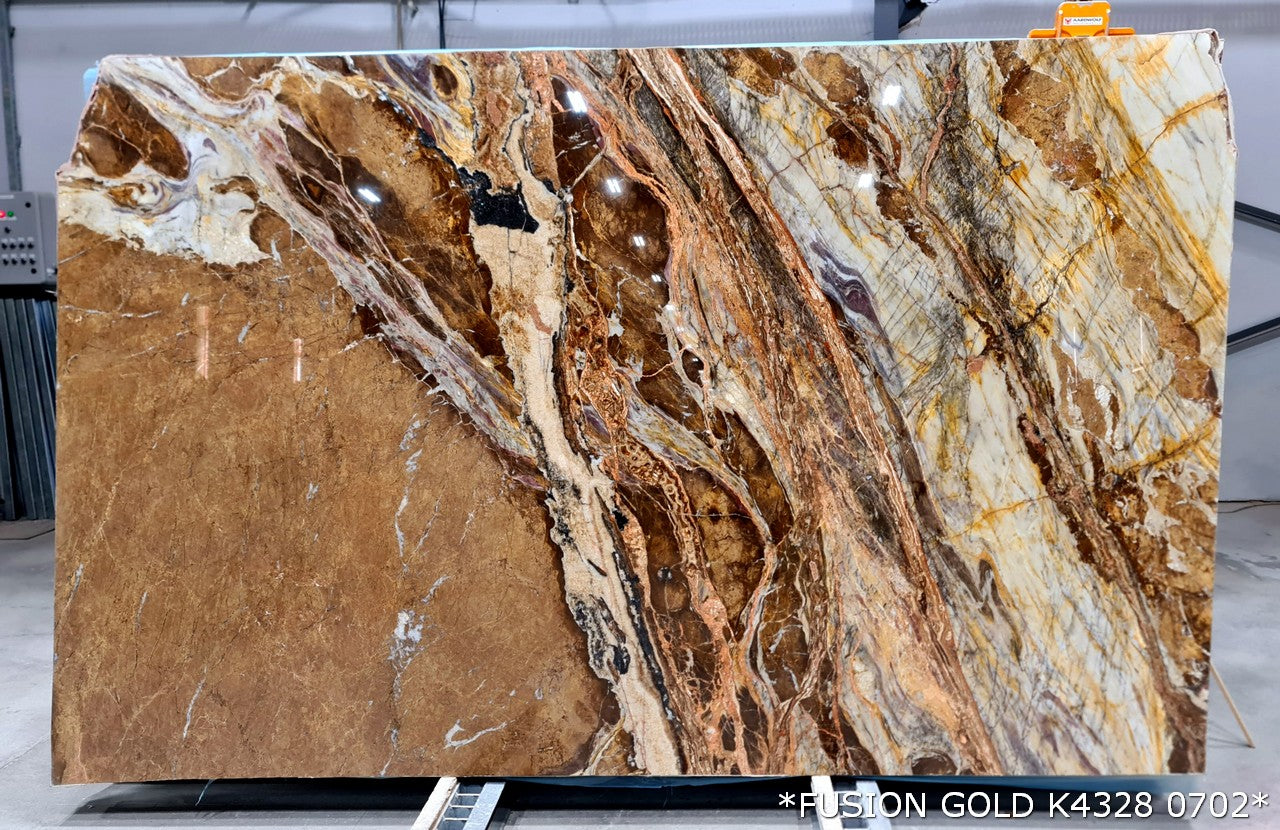 Premium Fusion Gold marble slabs showcasing exquisite design and durability for elegant interior solutions.