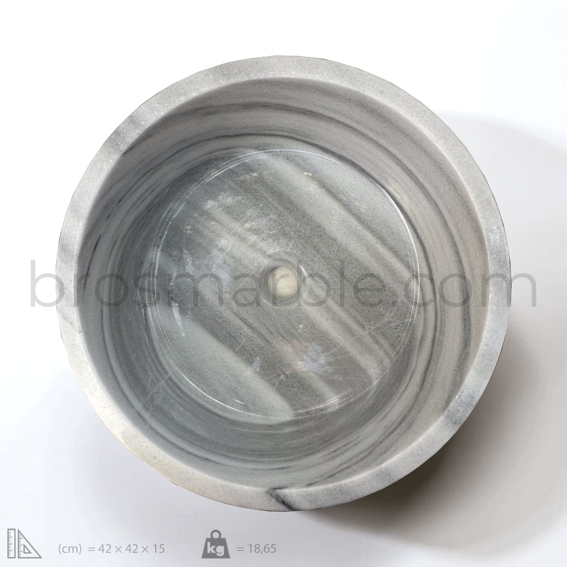 View the image of Gray Marmara Cylindrical Marble Sink (BRS009) at BROSMARBLE. Premium marble sink in the Sinks category, available for $315.00.