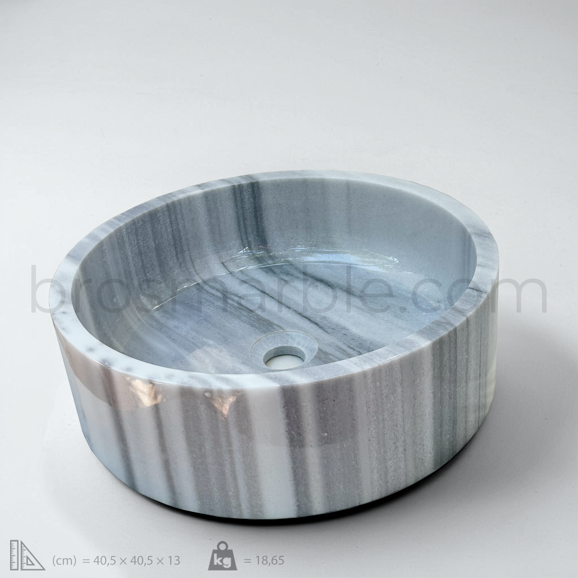 View the image of Gray Marmara Marble Cylindrical Sink (BRS003) at BROSMARBLE. Premium marble sink in the Sinks category, available for $315.00.