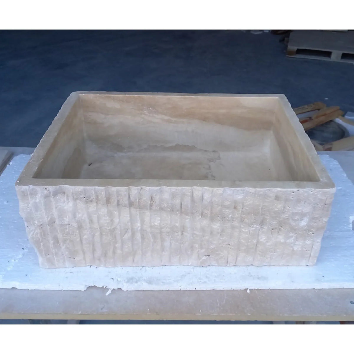 Travertine Rectangular Sink Natural Stone Above Vanity Bathroom Sink (W)23" (D)18" (H)8".