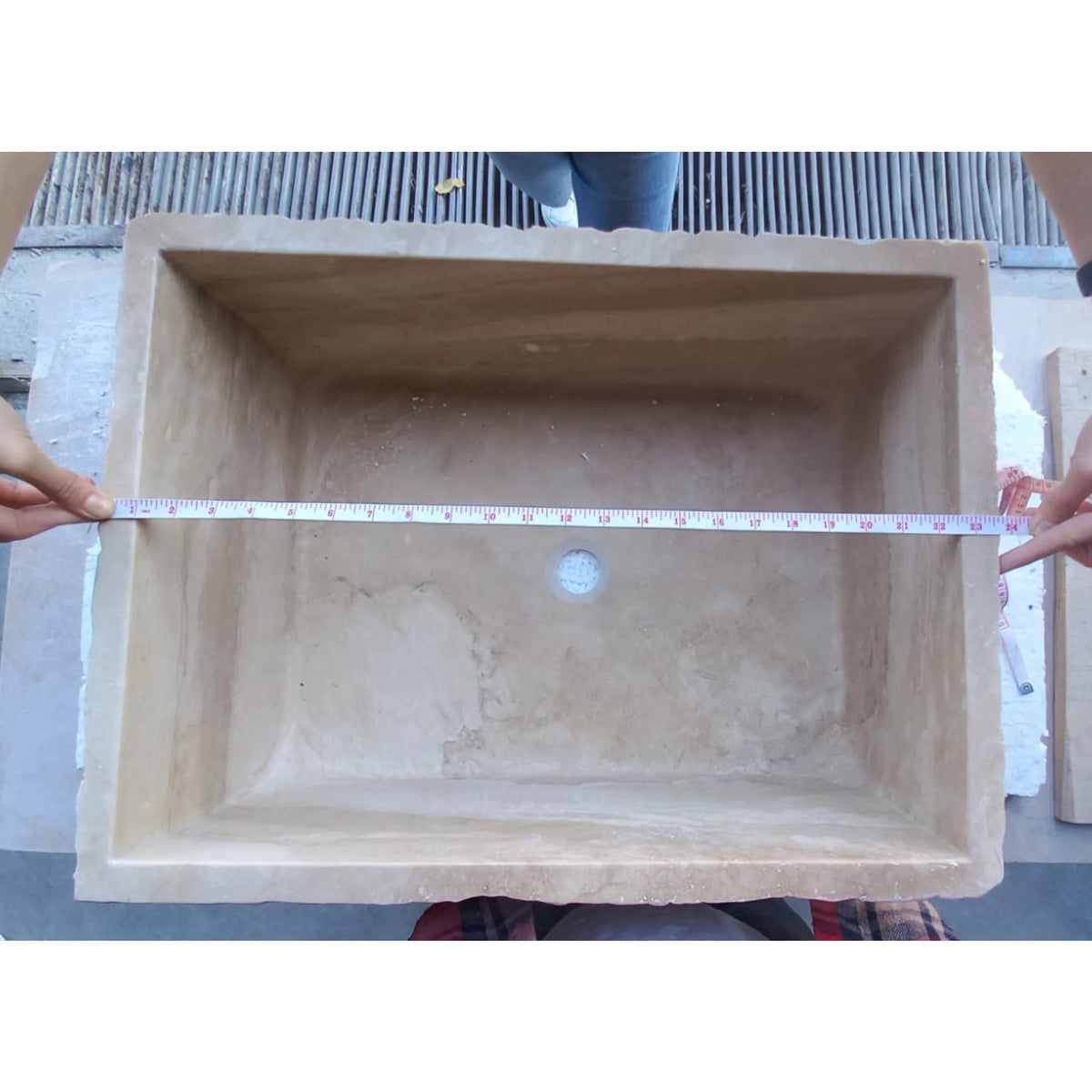 Travertine Rectangular Sink Natural Stone Above Vanity Bathroom Sink (W)23" (D)18" (H)8".