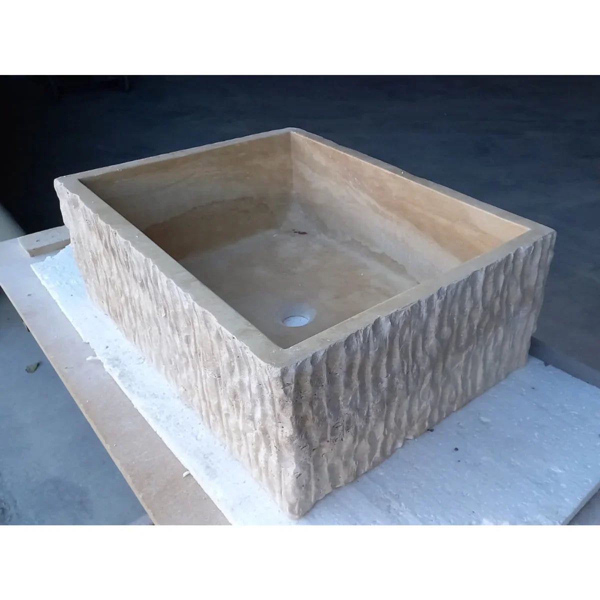 Travertine Rectangular Sink Natural Stone Above Vanity Bathroom Sink (W)23" (D)18" (H)8".