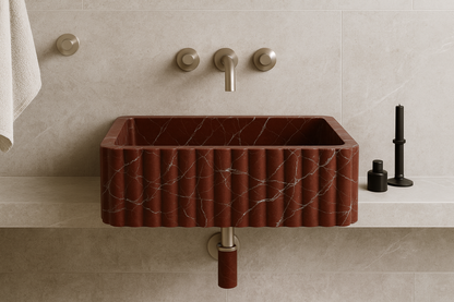 Lavante Rosso Marble Sink | Handcrafted Italian Red Stone Basin