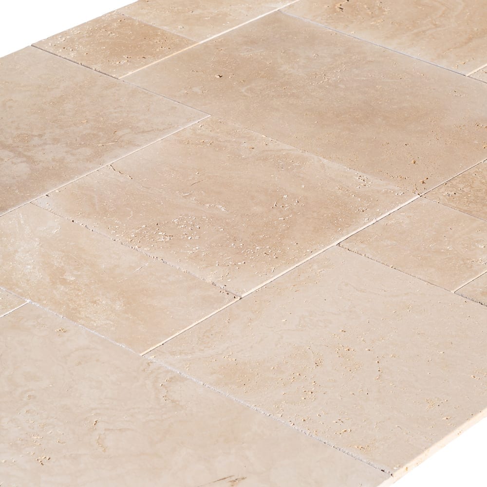 Elegant travertine tiles showcasing natural stone texture and durability for sophisticated flooring solutions.