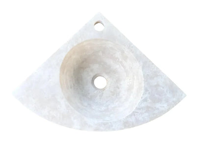 Troia Light Travertine Wall-mount Bathroom Corner Vanity Sink (W)16" (L)16" (H)4".