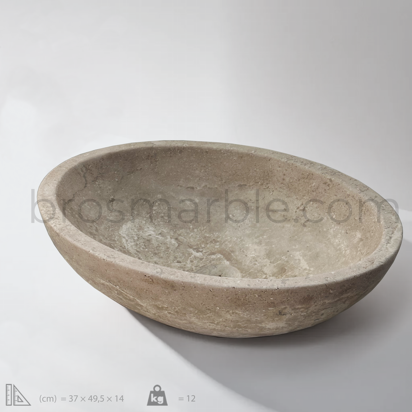 View the image of Light Travertine Oval Vessel Sink (BRS012) at BROSMARBLE. Premium marble sink in the Bathroom Sinks category, available for $410.00.