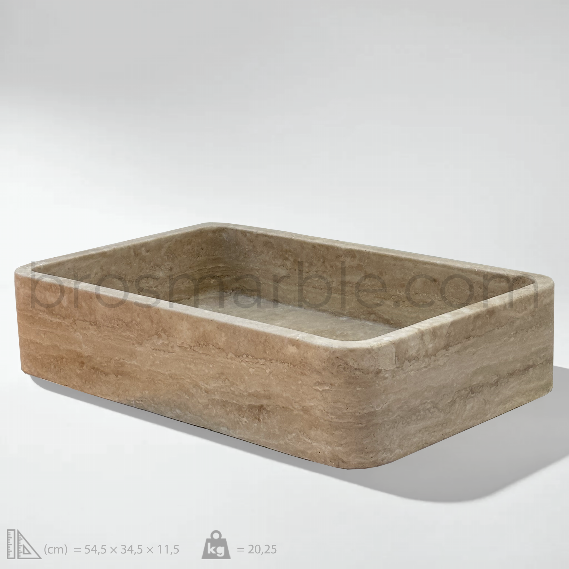 View the image of Light Travertine Rectangular Vessel Sink (BRS021) at BROSMARBLE. Premium marble sink in the Sinks category, available for $540.00.