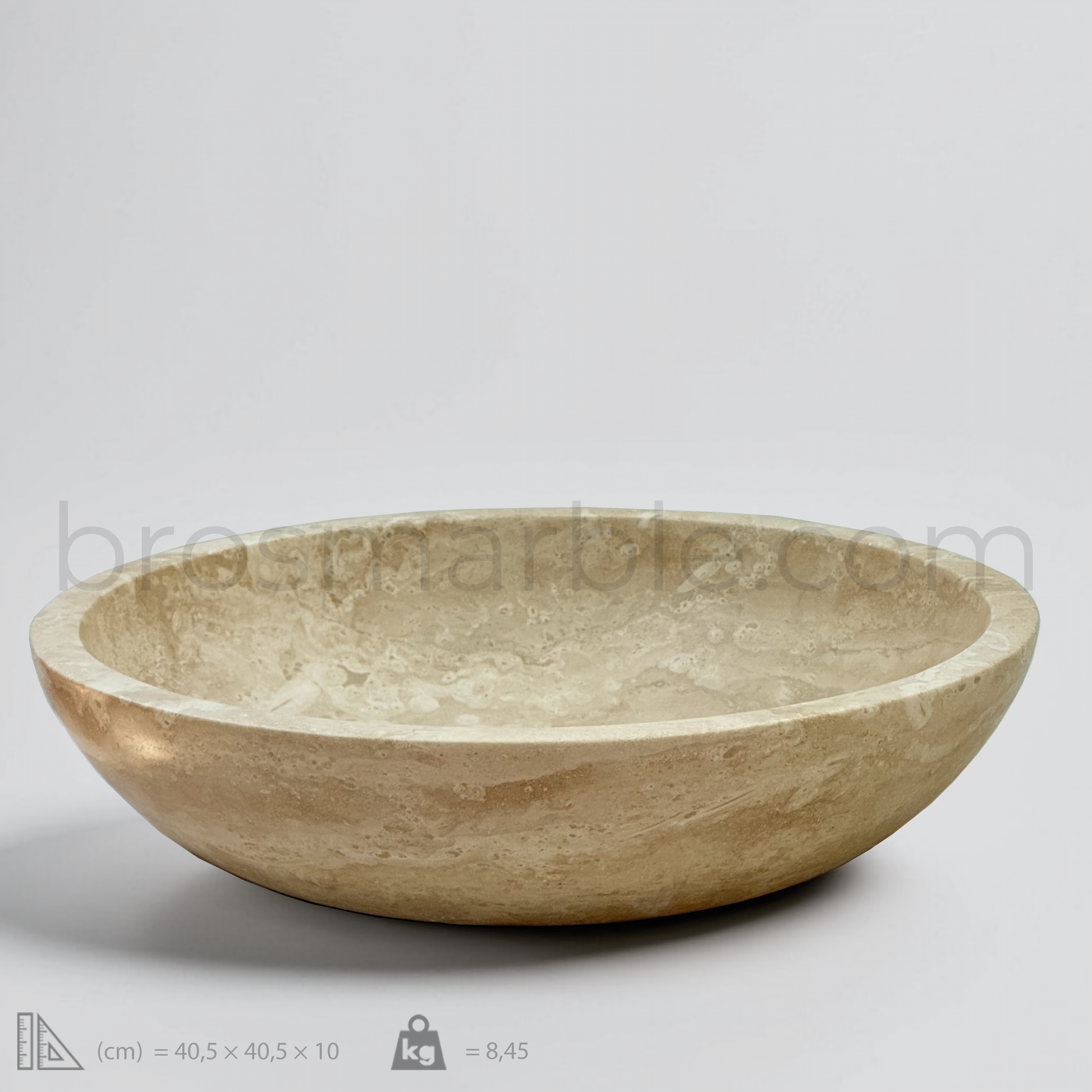 View the image of Light Travertine Round Vessel Sink (BRS019) at BROSMARBLE. Premium marble sink in the Sinks category, available for $370.00.