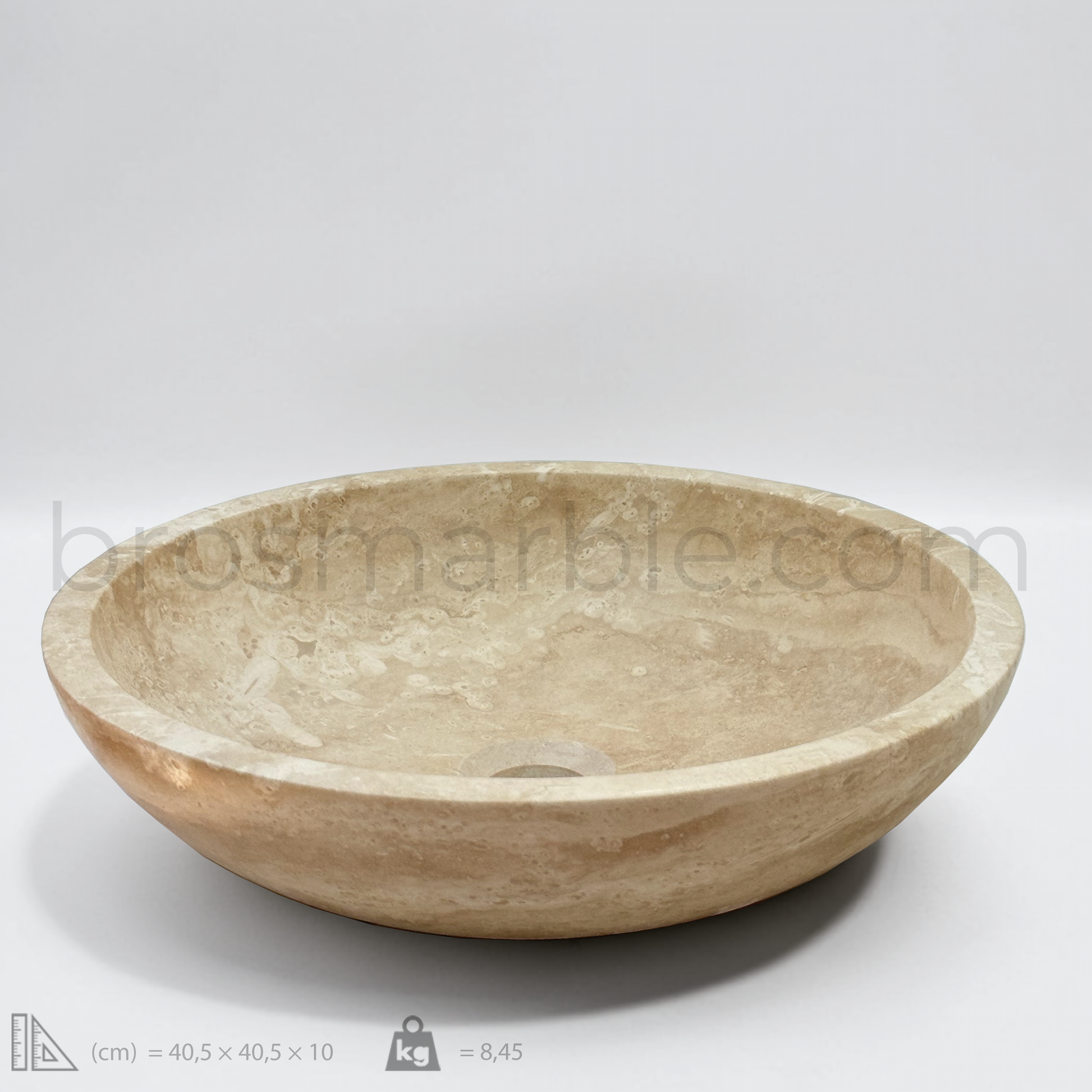 View the image of Light Travertine Round Vessel Sink (BRS019) at BROSMARBLE. Premium marble sink in the Sinks category, available for $370.00.