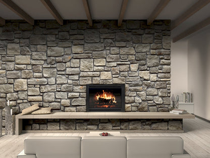 Elegant Ashlar Pattern stone wall constructed with high-quality manufactured stone, perfect for modern architectural designs.