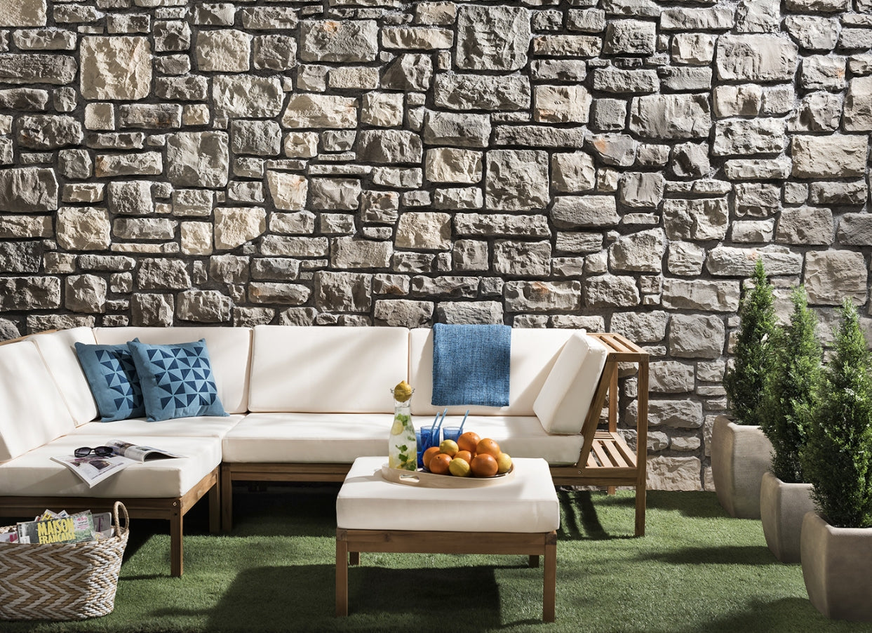 Elegant Ashlar Pattern stone wall constructed with high-quality manufactured stone, perfect for modern architectural designs.