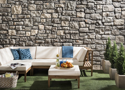 Elegant Ashlar Pattern stone wall constructed with high-quality manufactured stone, perfect for modern architectural designs.