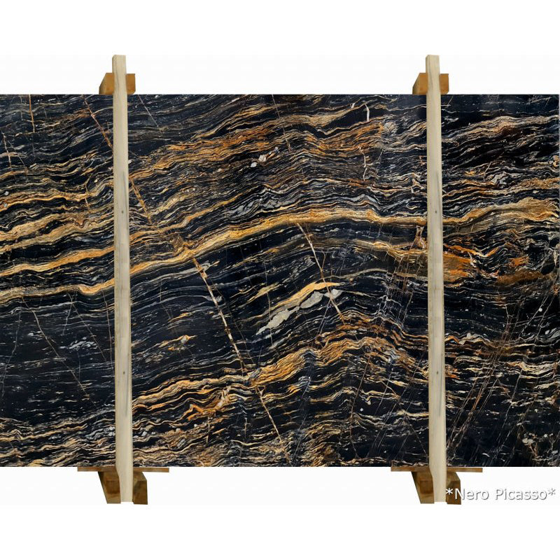 Nero Picasso marble slabs showcasing elegant design and superior quality for premium interior applications