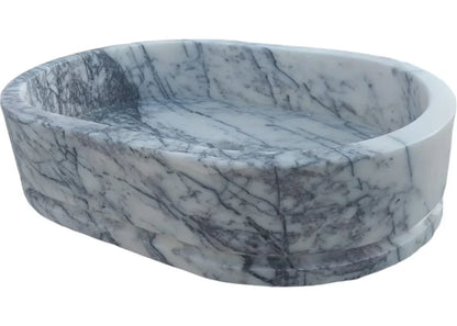 New York Marble Ellipse Wall-mount Bathroom Sink (W)14" (L)20" (H)5".
