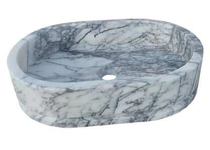 New York Marble Ellipse Wall-mount Bathroom Sink (W)14" (L)20" (H)5".