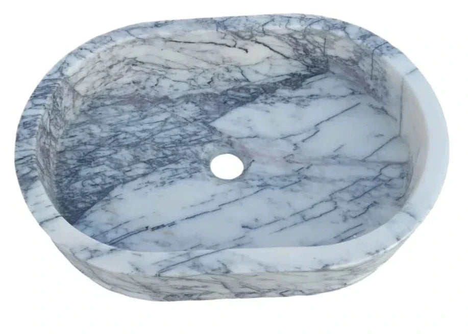 New York Marble Ellipse Wall-mount Bathroom Sink (W)14" (L)20" (H)5".