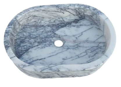 New York Marble Ellipse Wall-mount Bathroom Sink (W)14" (L)20" (H)5".
