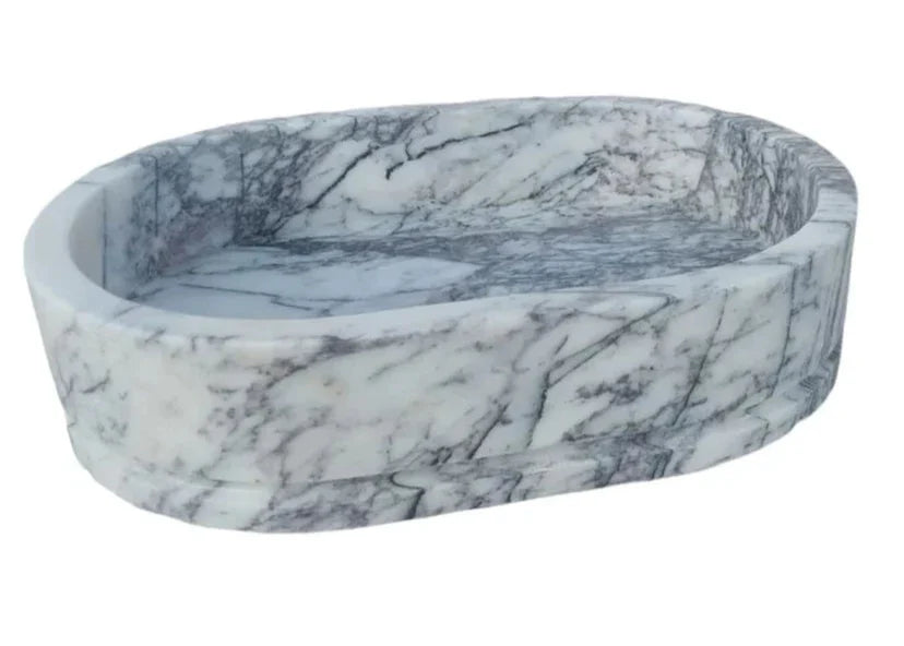 New York Marble Ellipse Wall-mount Bathroom Sink (W)14" (L)20" (H)5".