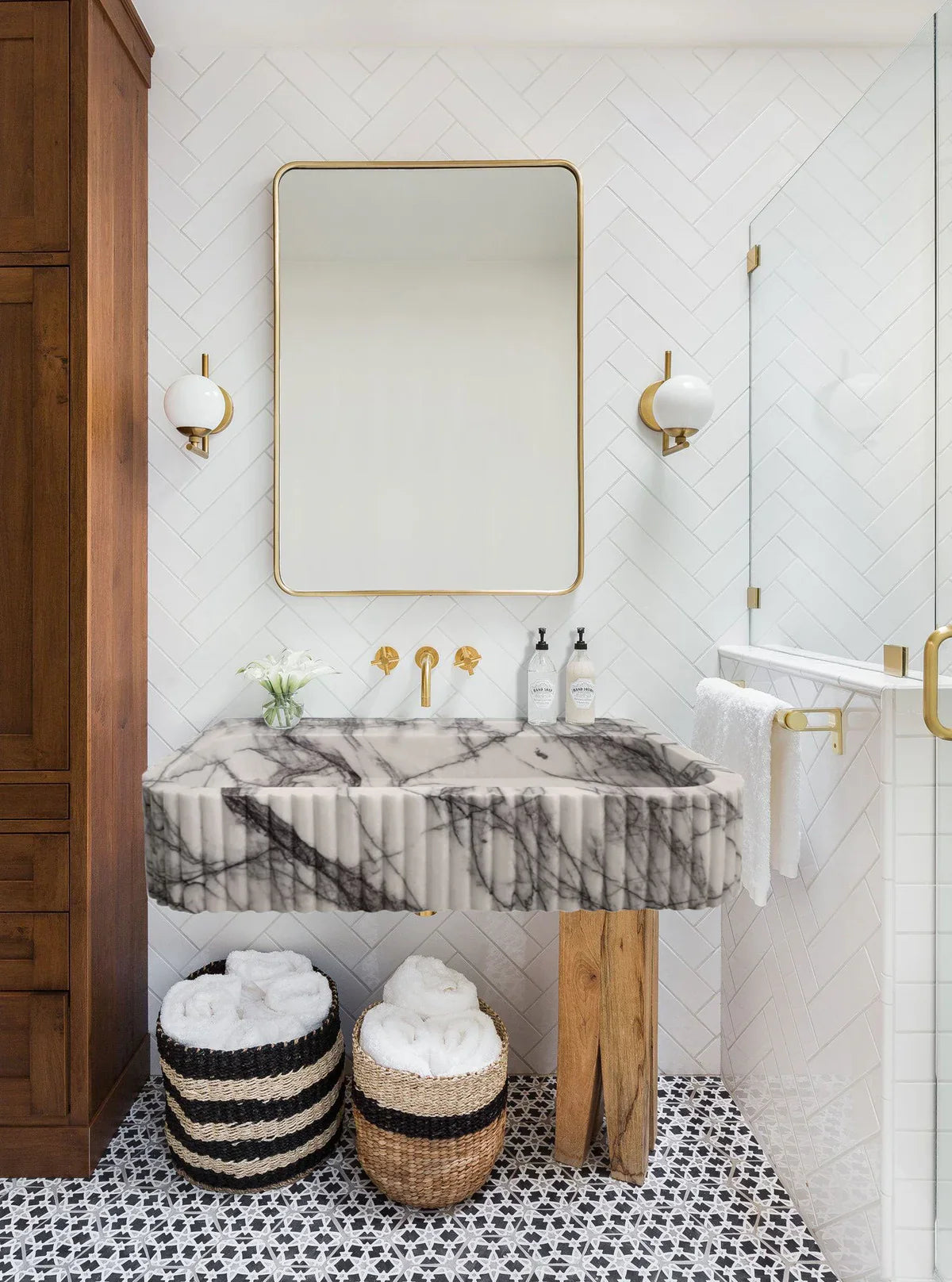 Elegant marble sink showcasing smooth texture and refined craftsmanship, perfect for modern bathroom design