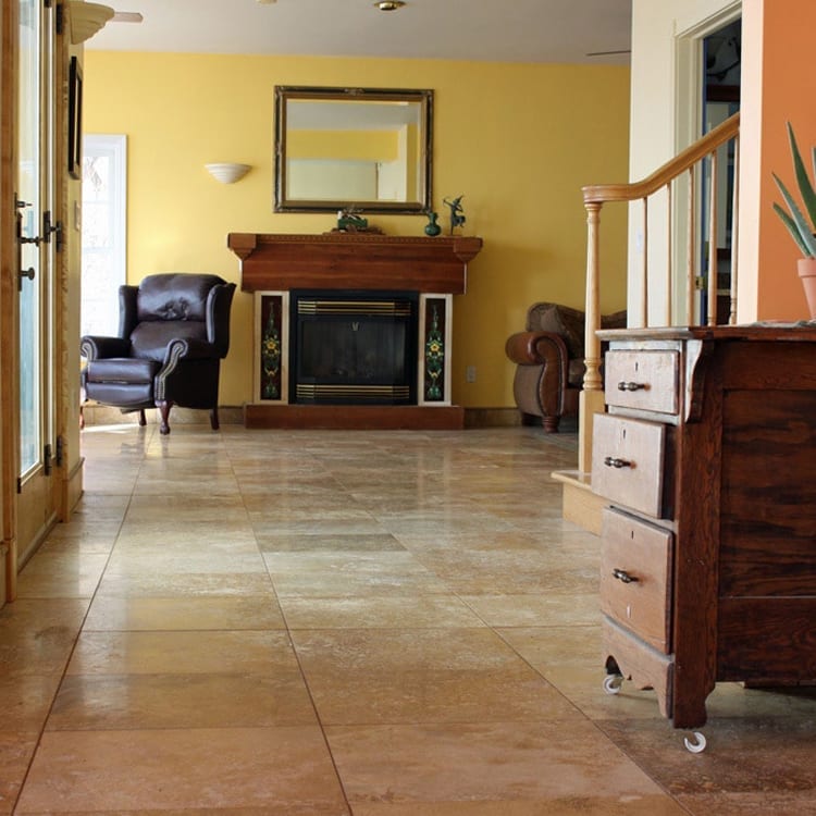 Oasis Gold Travertine Honed and Filled Floor and Wall Tile - Livfloors Collection.