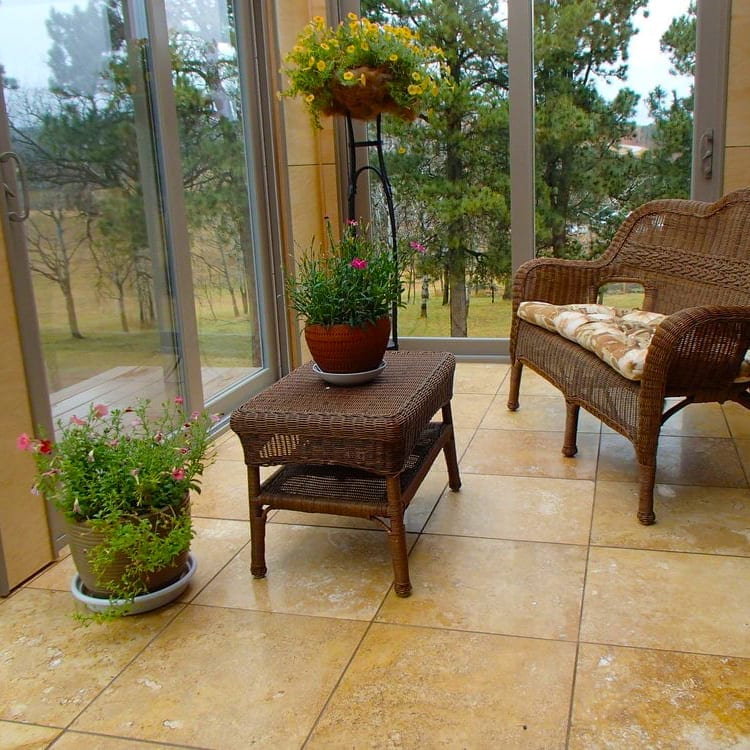 Oasis Gold Travertine Honed and Filled Floor and Wall Tile - Livfloors Collection.