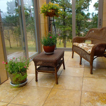 Oasis Gold Travertine Honed and Filled Floor and Wall Tile - Livfloors Collection.