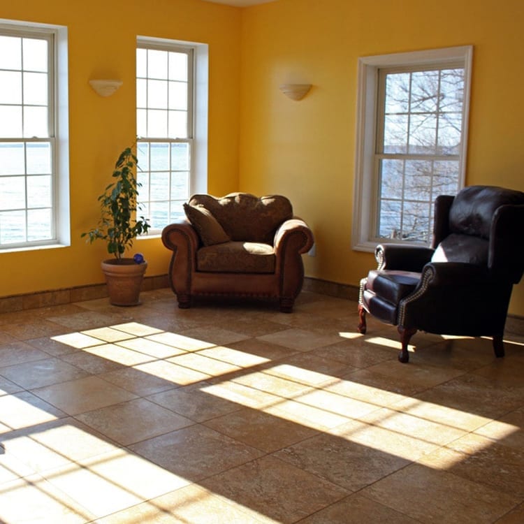 Oasis Gold Travertine Honed and Filled Floor and Wall Tile - Livfloors Collection.