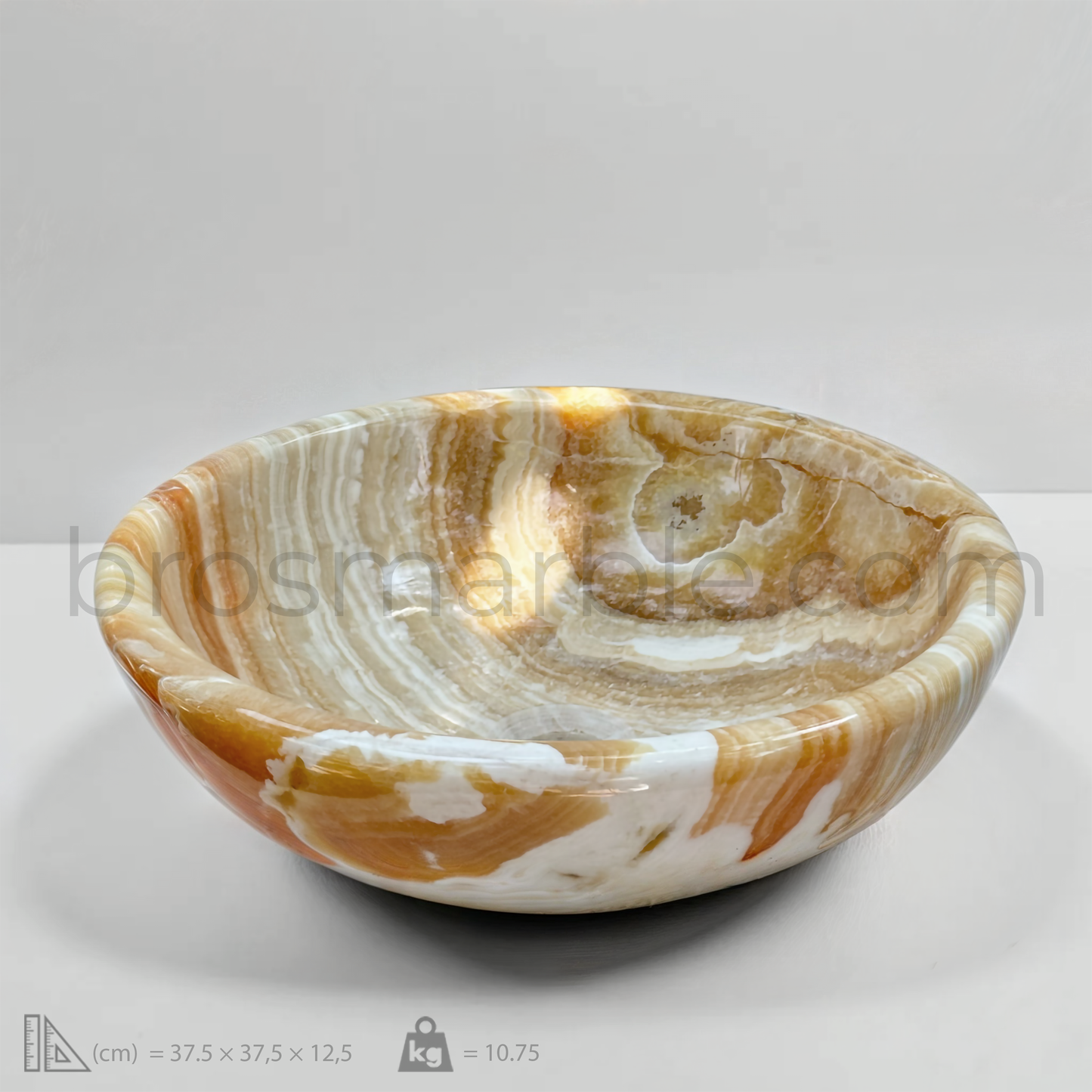 View the image of Orange Onyx Marble Vessel Sink (BRS002) at BROSMARBLE. Premium marble sink in the Sinks category, available for $435.00.