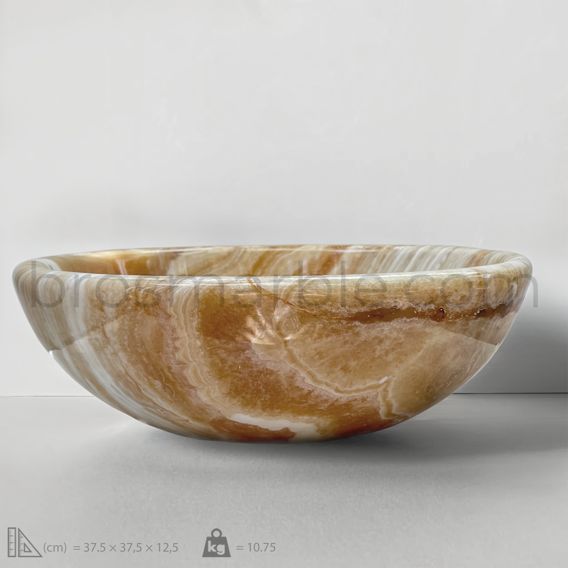 View the image of Orange Onyx Marble Vessel Sink (BRS002) at BROSMARBLE. Premium marble sink in the Sinks category, available for $435.00.