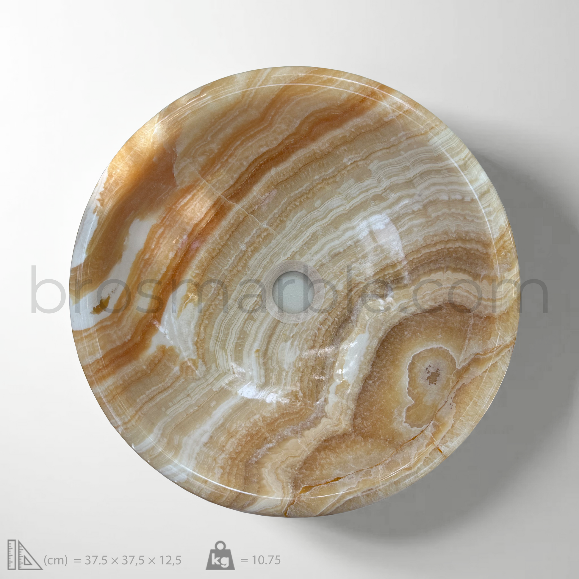 View the image of Orange Onyx Marble Vessel Sink (BRS002) at BROSMARBLE. Premium marble sink in the Sinks category, available for $435.00.