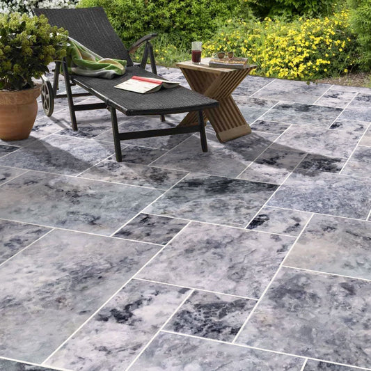 Platinum Silver Marble Pattern Tumbled Pavers - Full Truckload.