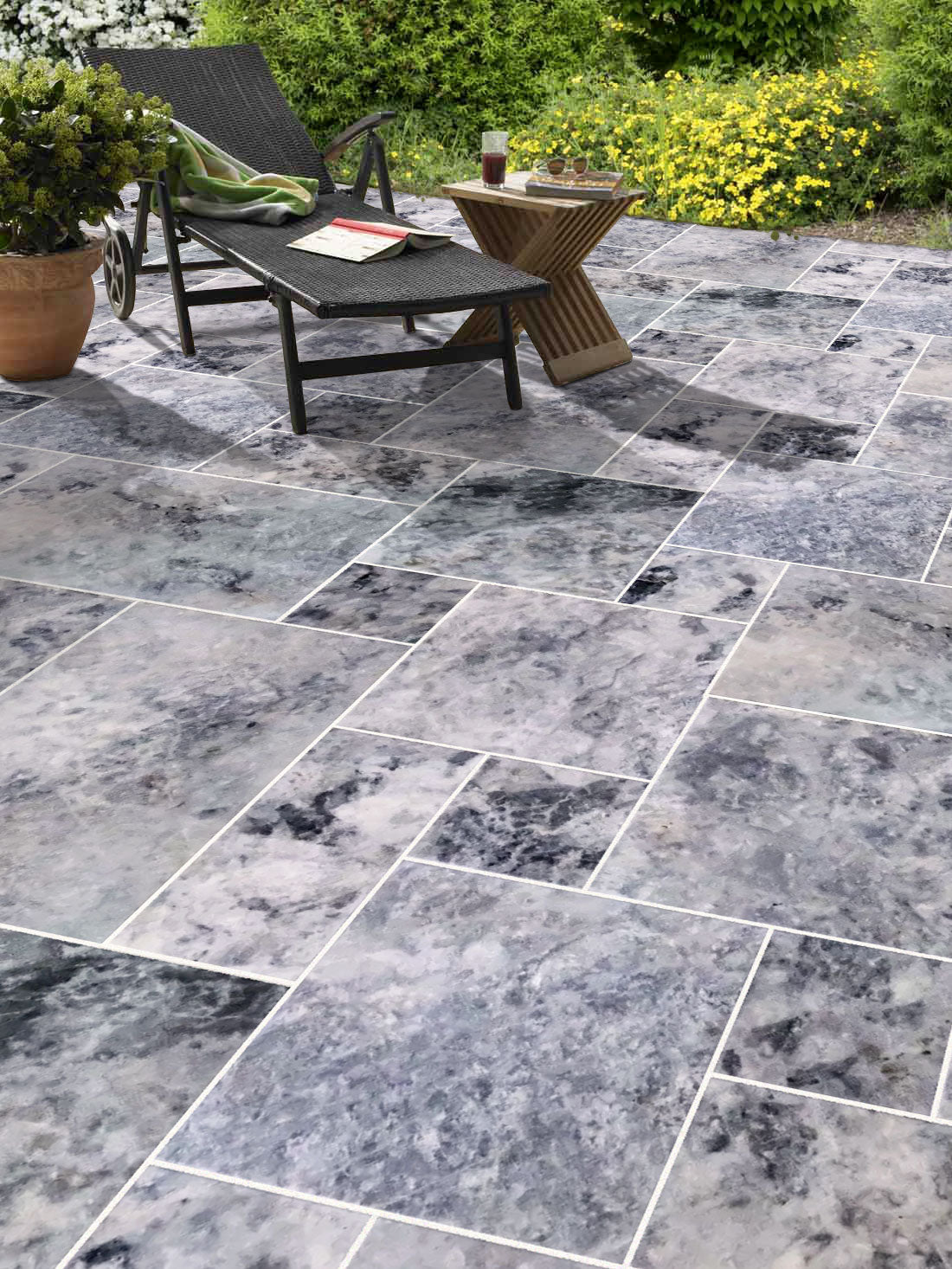 Platinum Silver Marble Pattern Tumbled Pavers - Full Truckload.