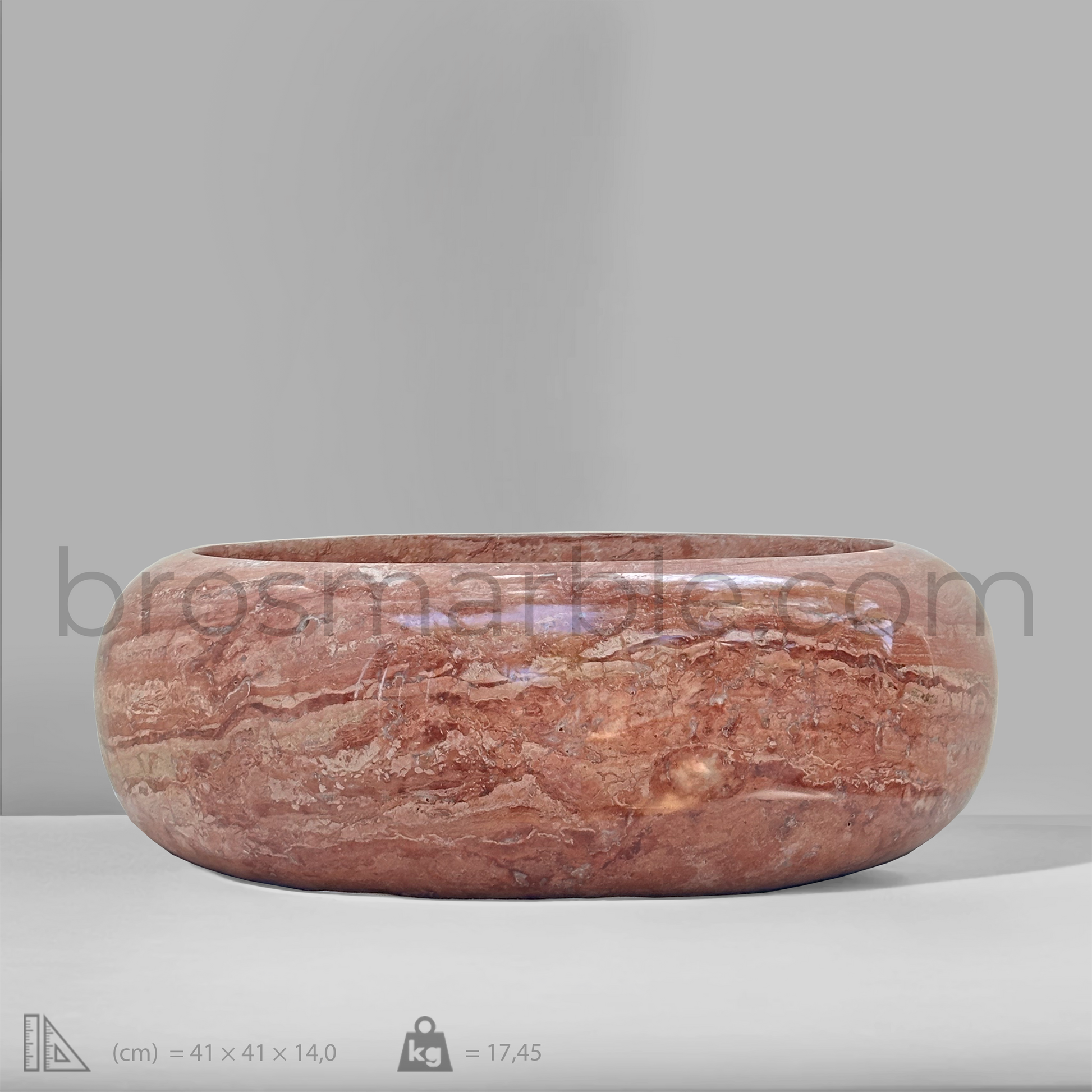 View the image of Red Travertine Vessel Sink (BRS007) at BROSMARBLE. Premium marble sink in the Bathroom Sinks category, available for $270.00.