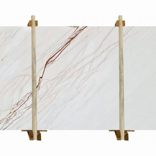 Elegant Rosso Venato and White Marble combination showcasing luxurious natural stone textures for sophisticated interior design.