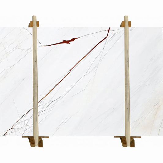 Elegant Rosso Venato and White Marble combination showcasing luxurious natural stone textures for sophisticated interior design.