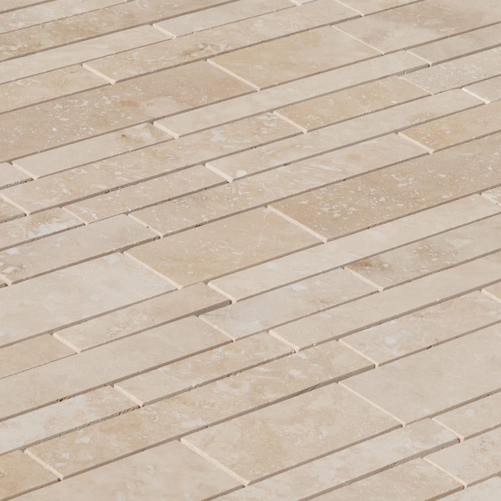 Elegant travertine mosaic tiles crafted to enhance architectural aesthetics and durable interior design.