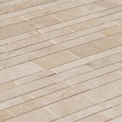 Elegant travertine mosaic tiles crafted to enhance architectural aesthetics and durable interior design.