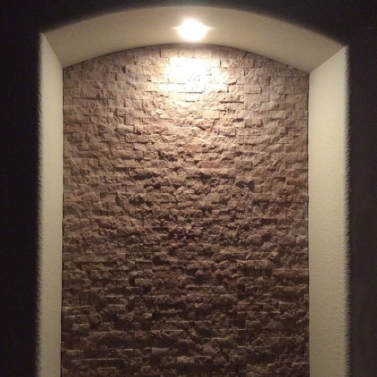 Natural Travertine stone in rich Noce Brown finish, ideal for elegant flooring and wall applications