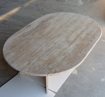 Elegant travertine coffee table showcasing natural stone texture ideal for sophisticated living room decor