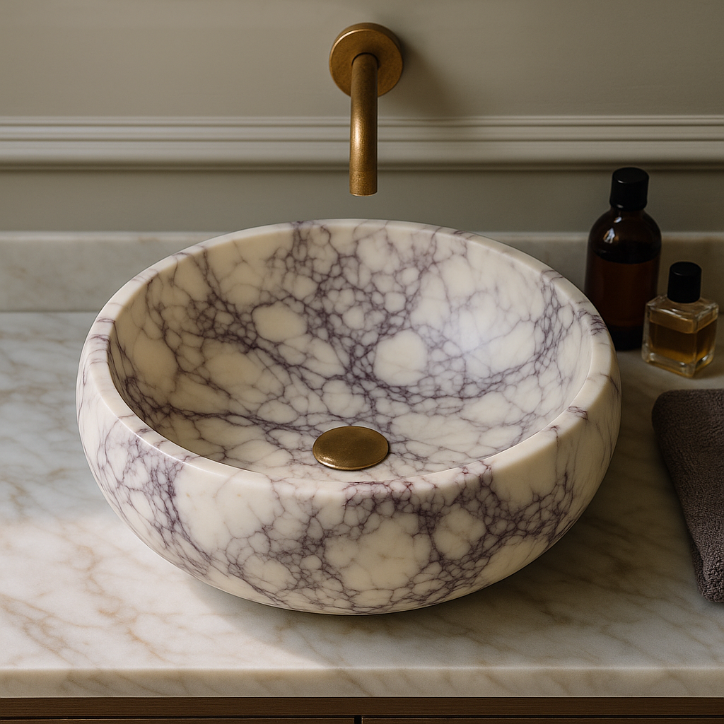 Viola Calacatta Oval Marble Sink | Italian Design Natural Stone Basin